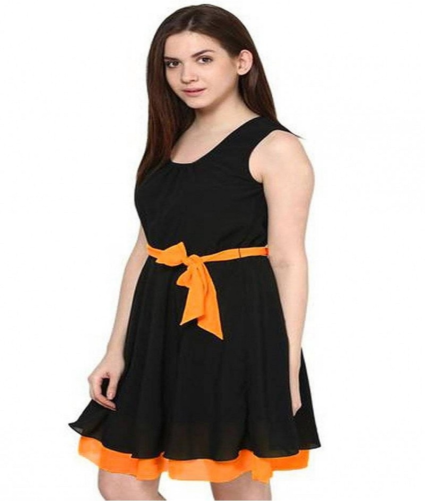 Poly Crepe Western Solid Dress